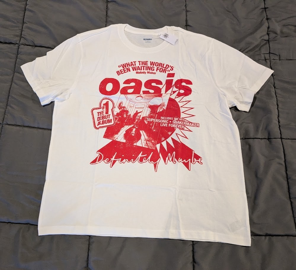 OASIS Definitely Maybe T Shirt NEW 2025 XL Extra Large Noel Liam Gallagher