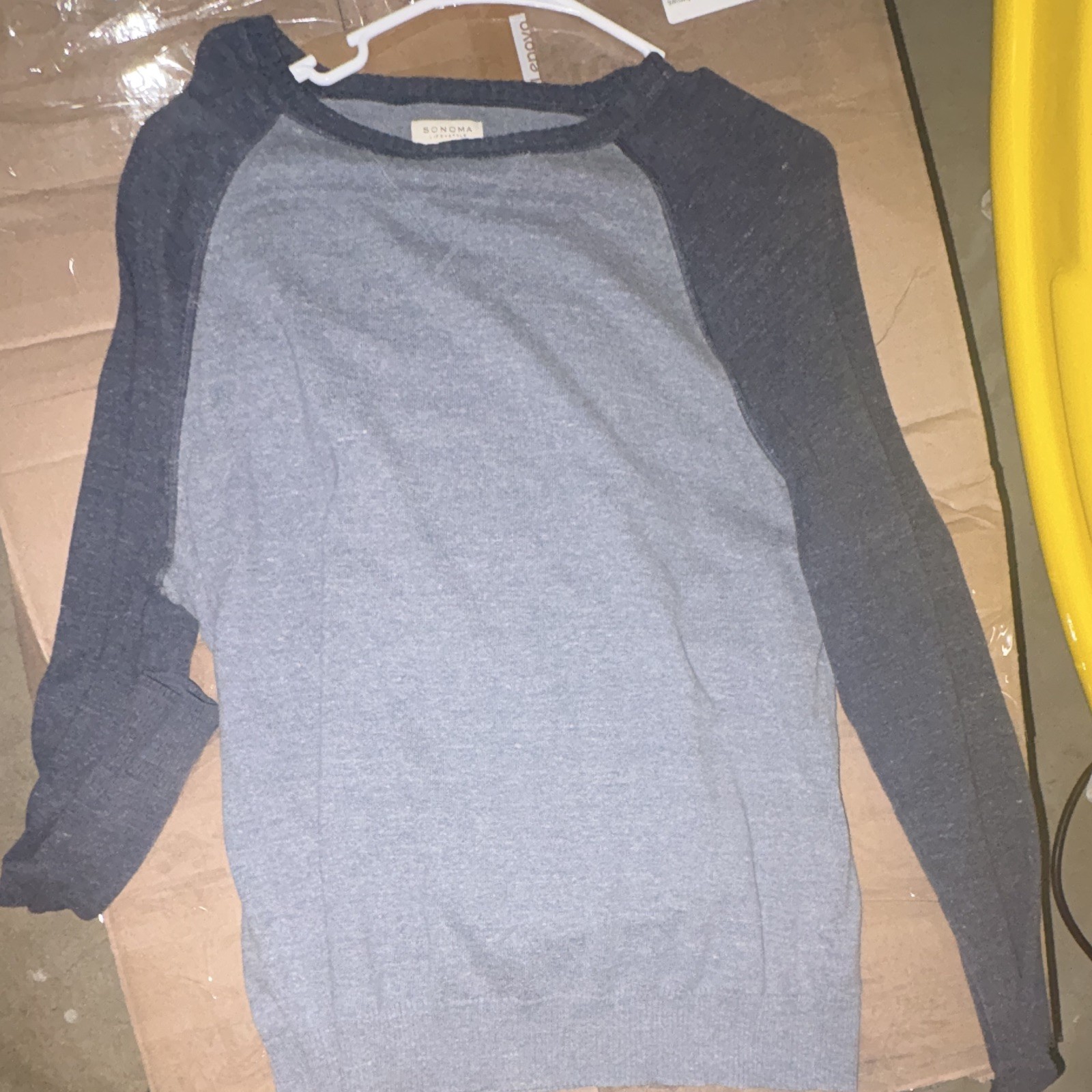 Sonoma Life + Style Men's Gray/Blue Raglan Crew Neck T-Shirt L gallery