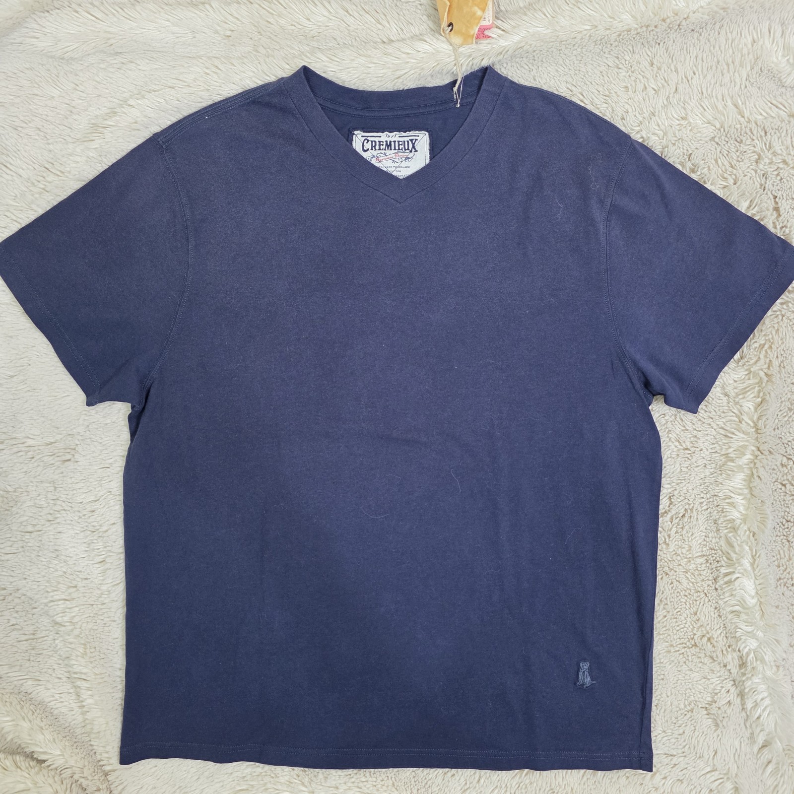 Cremieux Shirt Mens Navy Blue Size Large V Neck Short Sleeve