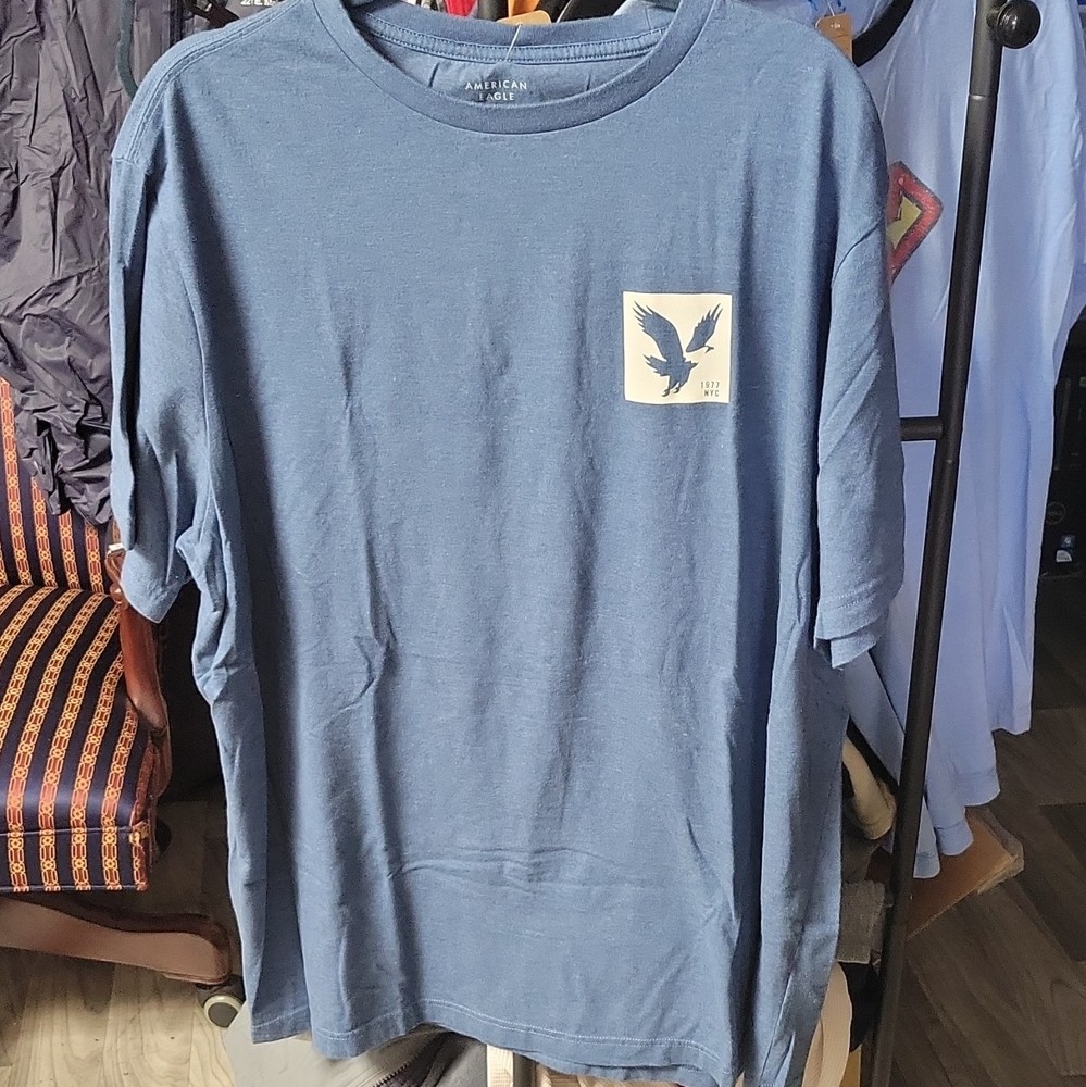 American Eagle Super Soft Men’s XXL Blue Standard Fit Logo Crew Neck Tee