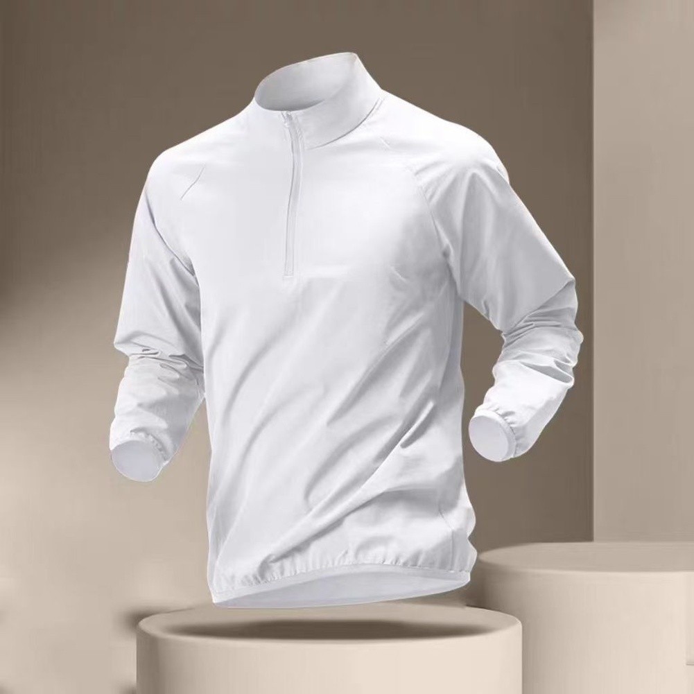 Men's Casual Long Sleeve Half-Zip T-Shirt Stand Collar for Fishing and Training gallery
