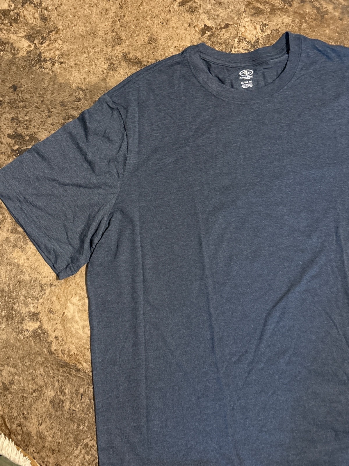 men's heathered, blue, short sleeve T-shirt, blank polyester, cotton rayon blend gallery