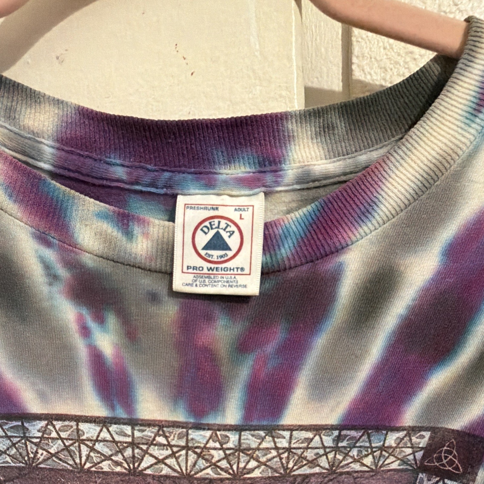 Delta Pro Weight Tie-Dye Double-Sided Graphic Crewneck Long Sleeve Tee L gallery