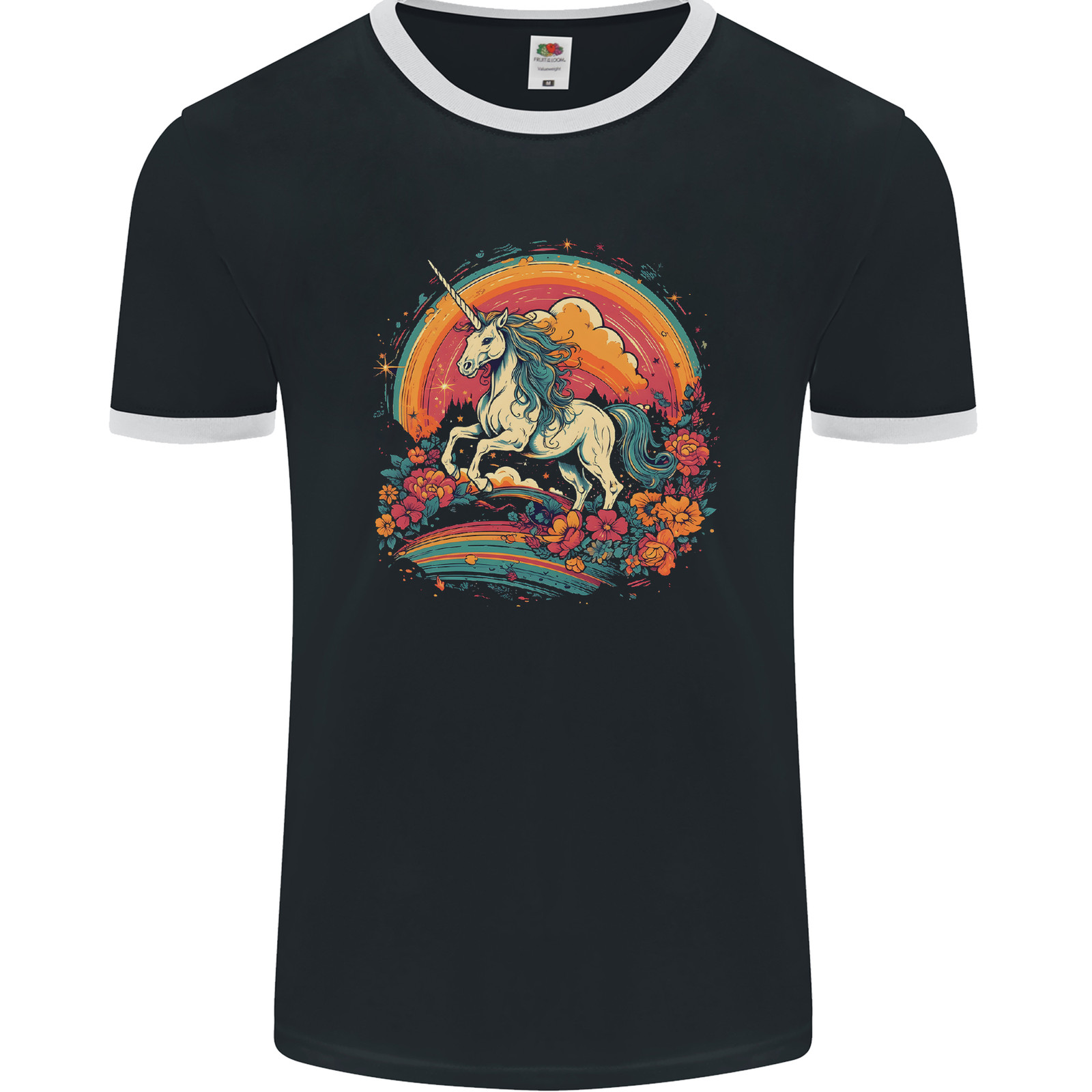 A Unicorn and Fantasy Rainbow Mens Ringer T-Shirt FotL