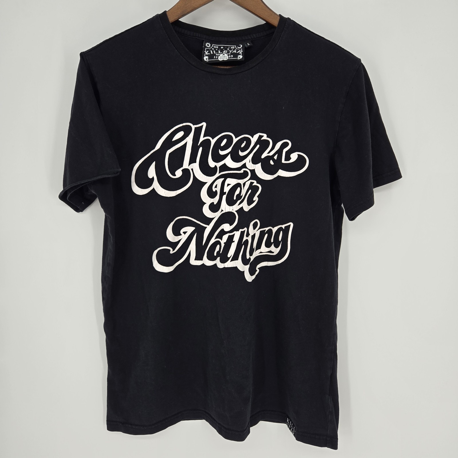 Killstar Black Graphic T Shirt "Cheers For Nothing" Large gallery