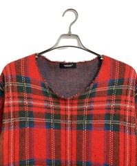 Authentic UNDERCOVER Checked V-neck Knit 1 Red Men UCU8992 #4460