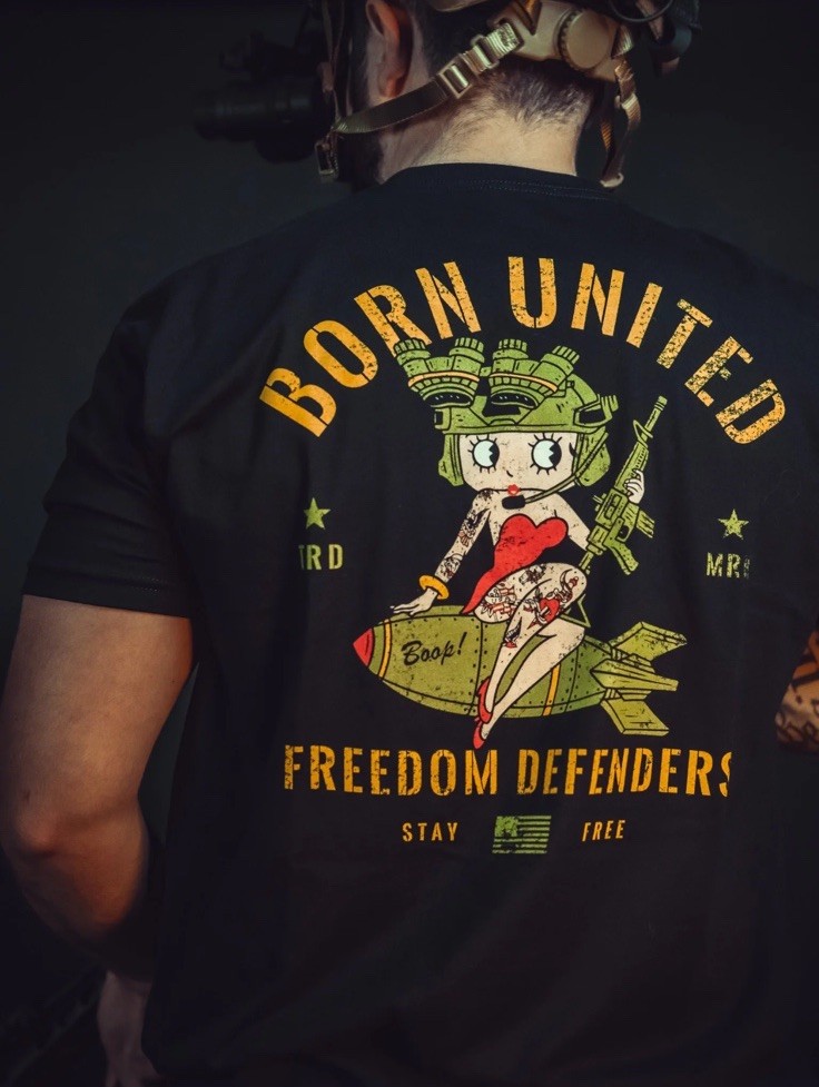 NWOT Born United Private Label Betty Boop Tee - Military USA American Patriotic gallery