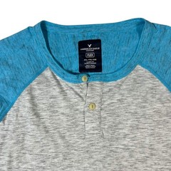 NWT American Eagle Active Flex Raglan Henley Tee Gray Blue Men’s XXL Athleisure