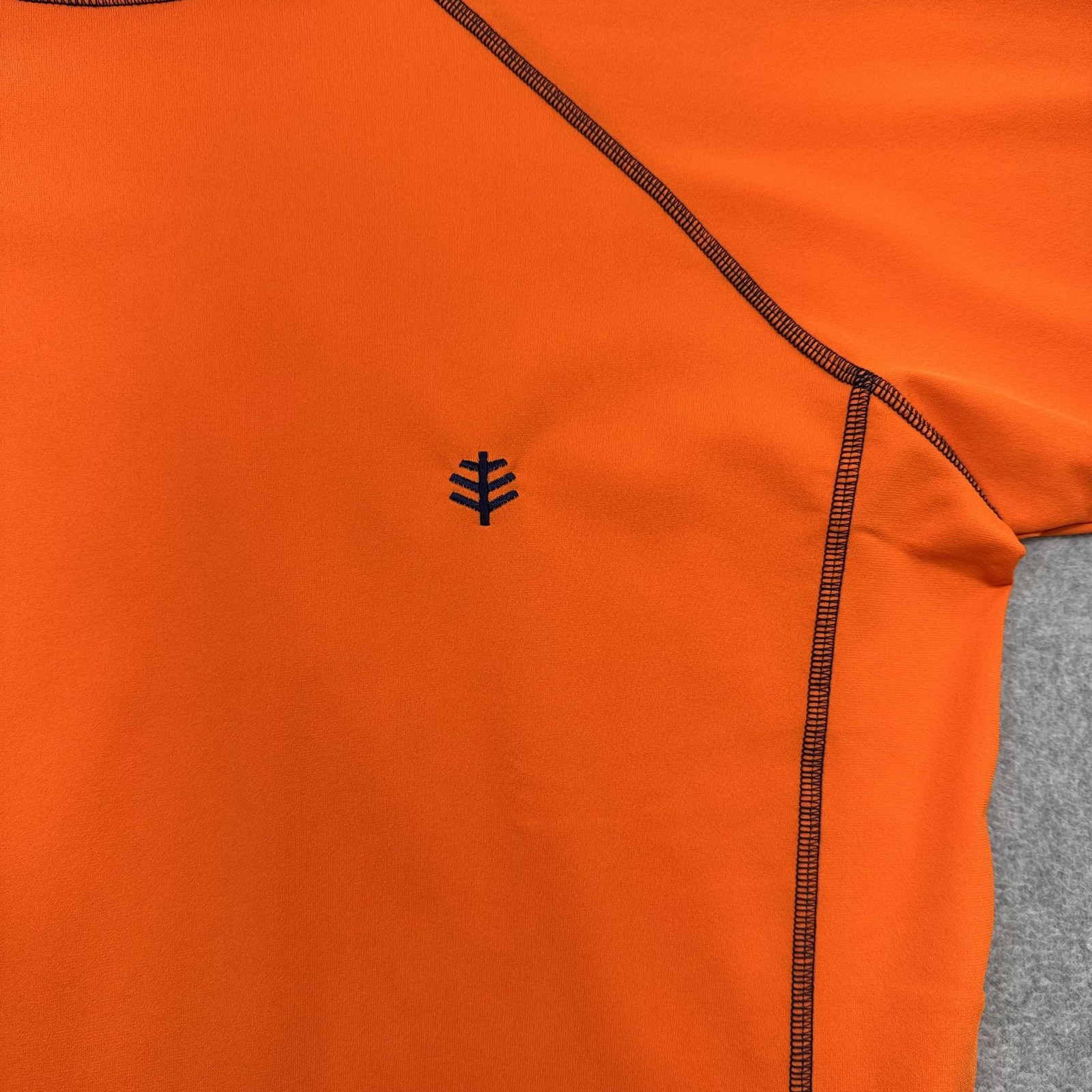 Coolibar Shirt Mens Medium Orange UPF 50+ Swim Rash Guard Mock Neck Short Sleeve gallery