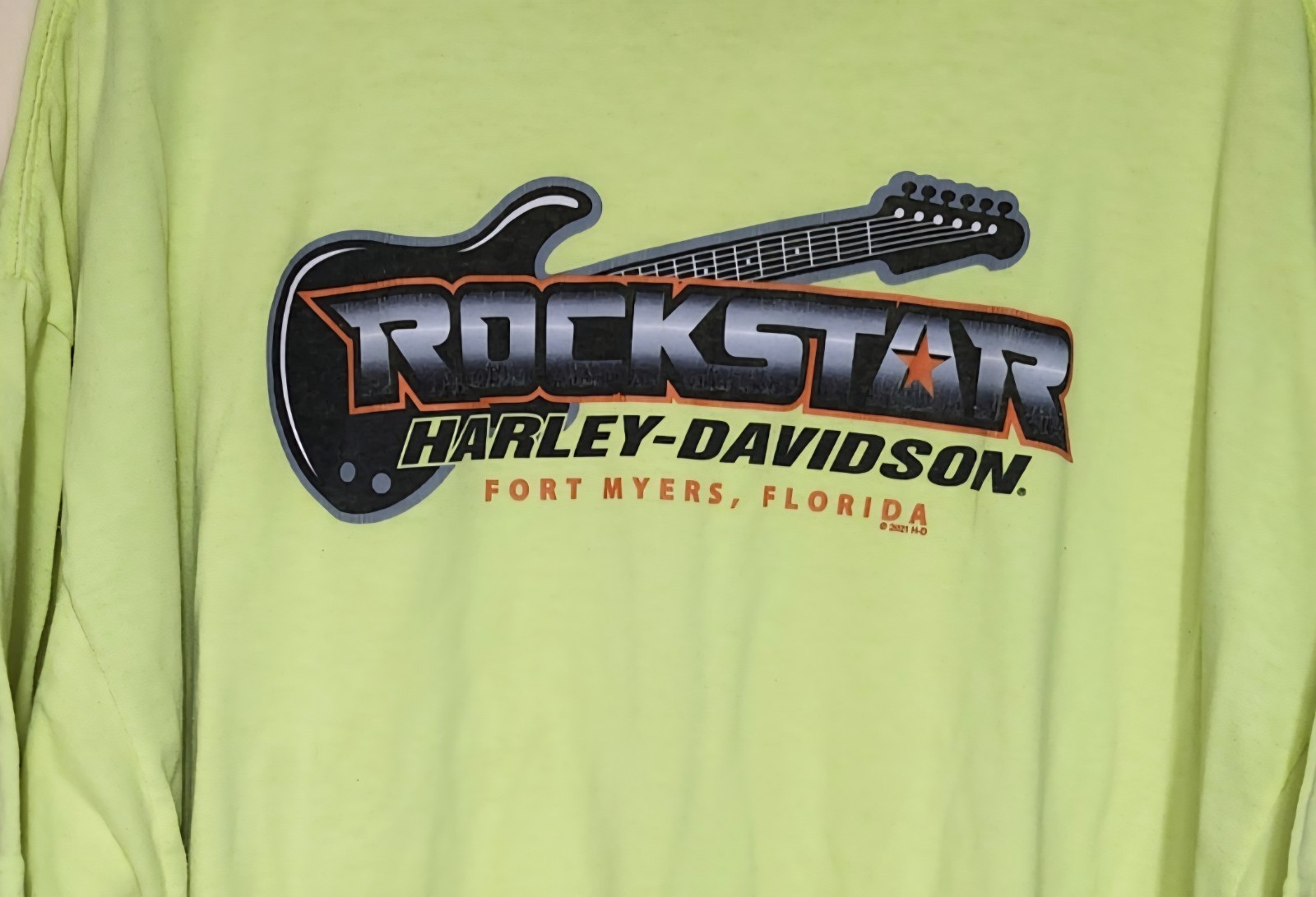 Harley Davidson Mens 3XL T Shirt Lime Yellow Hi Vis Fort Meyers Florida gallery