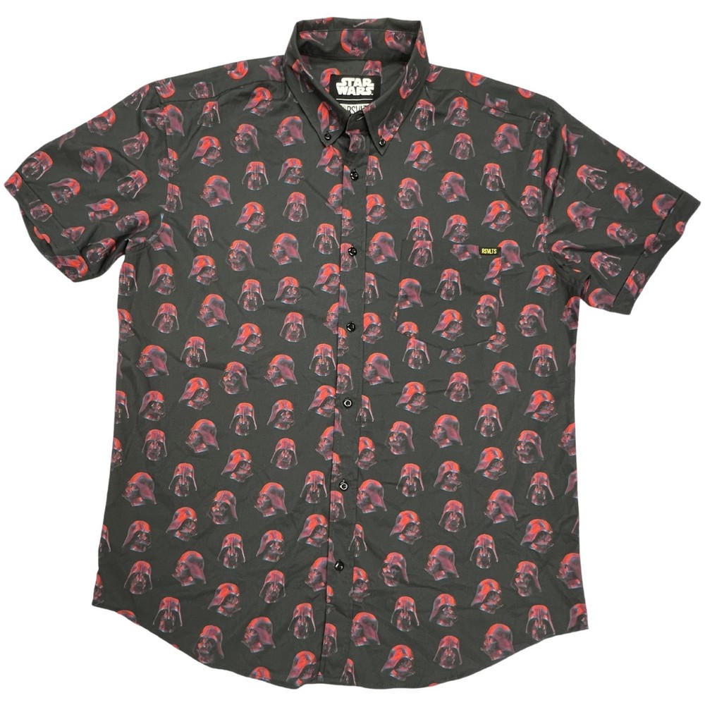 Star Wars RSVLTS Darth Vader AOP KUNUFLEX QR Button Shirt XL EUC