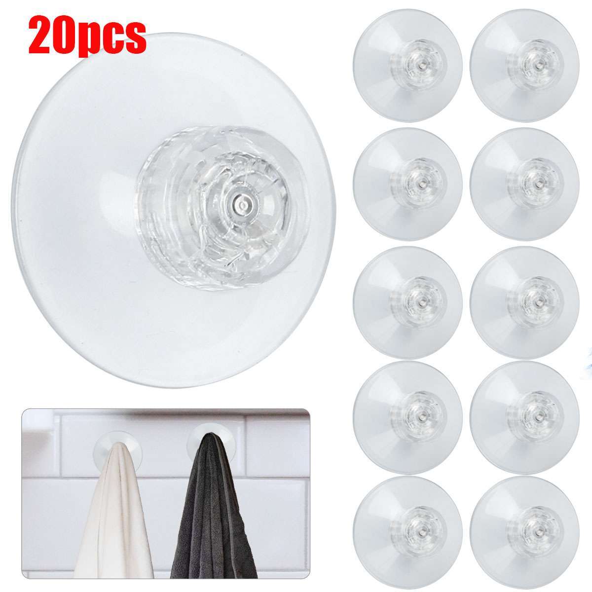 20PCS Strong Suction Cups with M4 Screw Rod Knurled Hook Clear Kitchen Glass