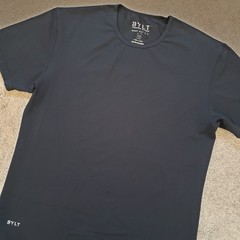 Bylt Drop Cut Lux Short Sleeve Sz Medium Mens Black Stretch T-Shirt Plain Blank