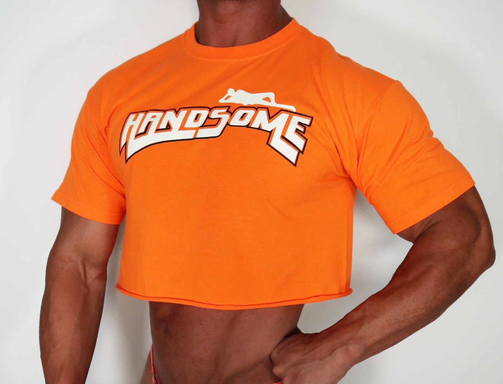 ORANGE "HANDSOME" CROPPED MEN'S T-SHIRT SIZE L gallery