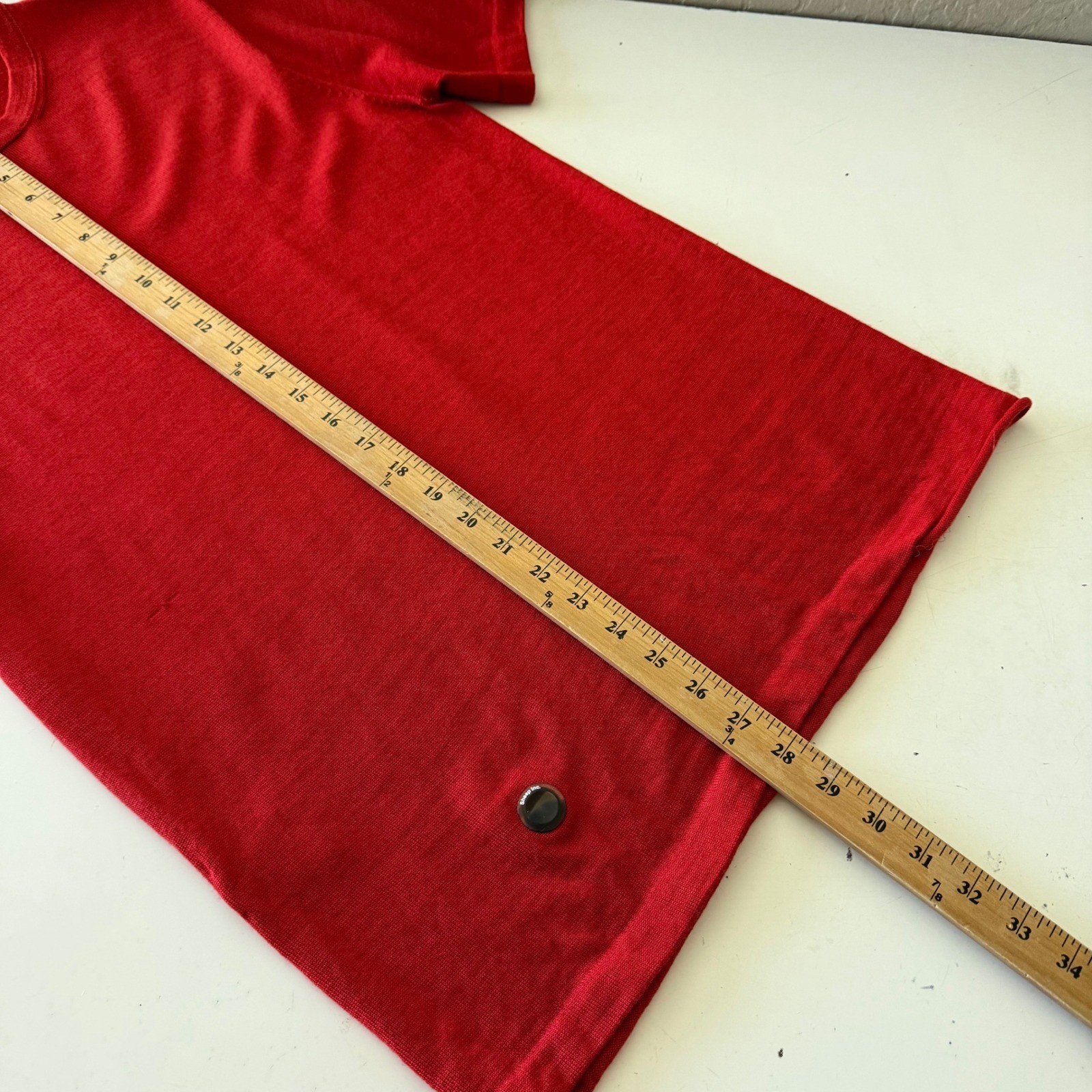 Sheep Inc Mens MEDIUM Ultra-Fine Merino Wool Knit T-Shirt Red Traceable Portugal gallery