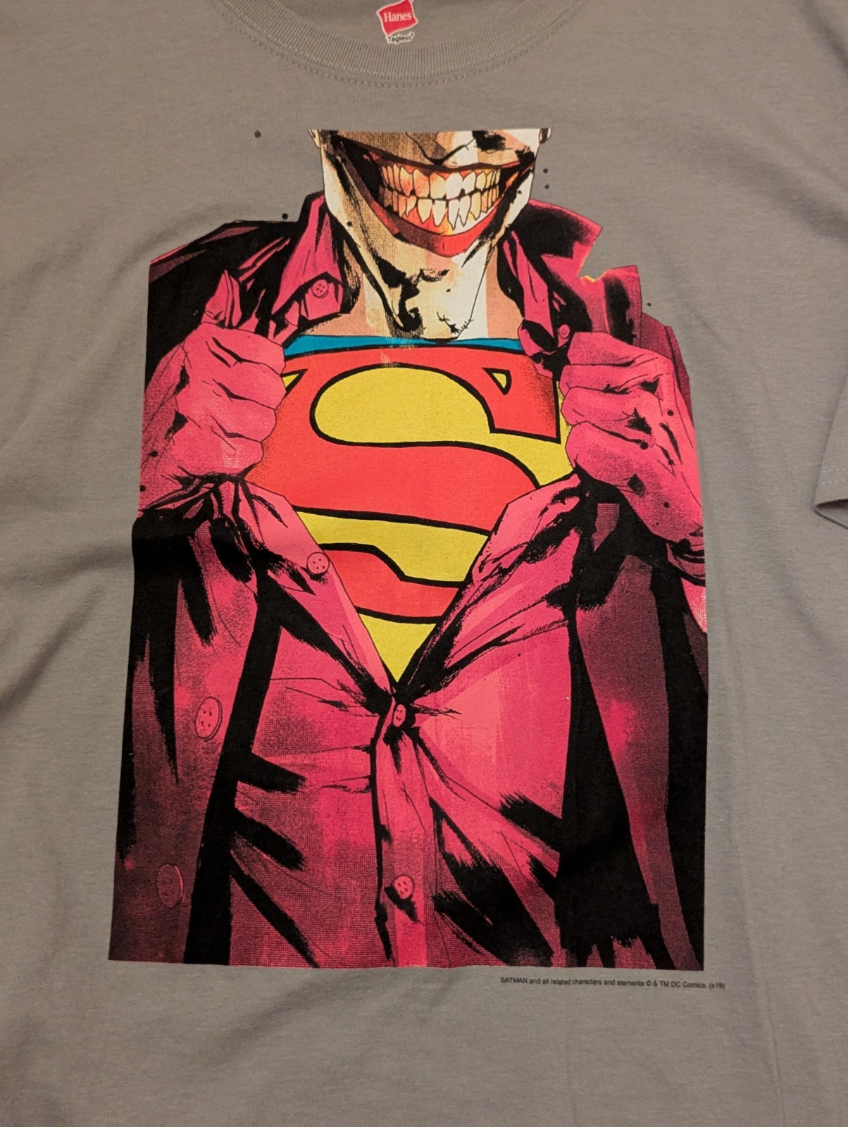 Graphitti Designs " Joker Exposed " Men's XL Grey Graphic Print Tshirt gallery