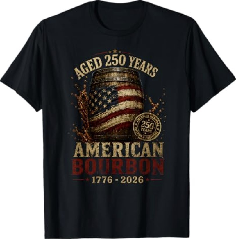 Retro Bourbon Built America Patriotic Whiskey 250 Years Tee T-Shirt