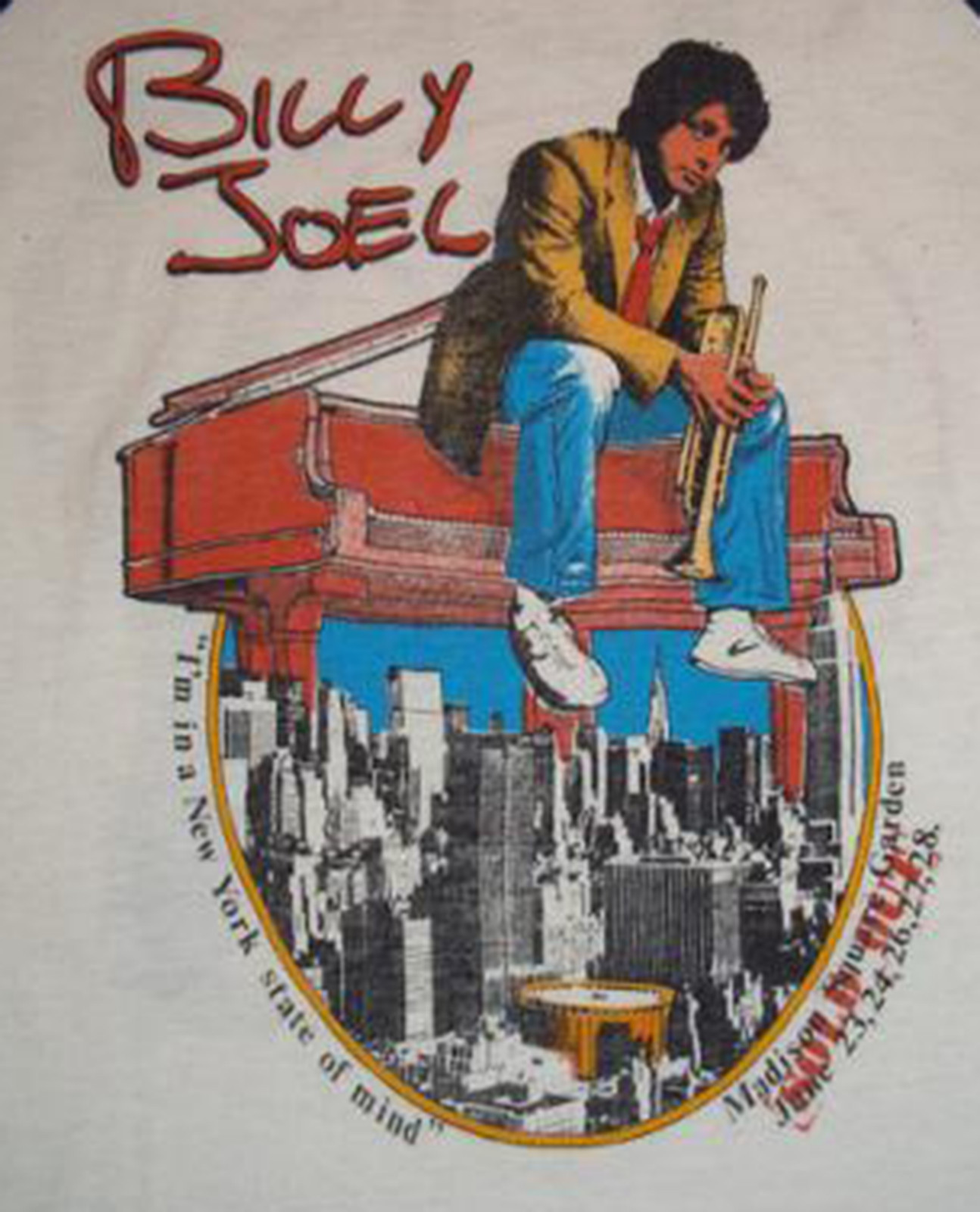 Vintage Billy Joel 1976 New York State Of Mind T Shirt Size S-4XL White