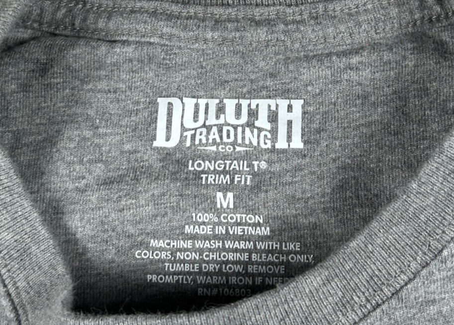 Duluth Trading Shirt Mens Medium Gray Short Sleeve Cotton Longtail Trim Fit gallery