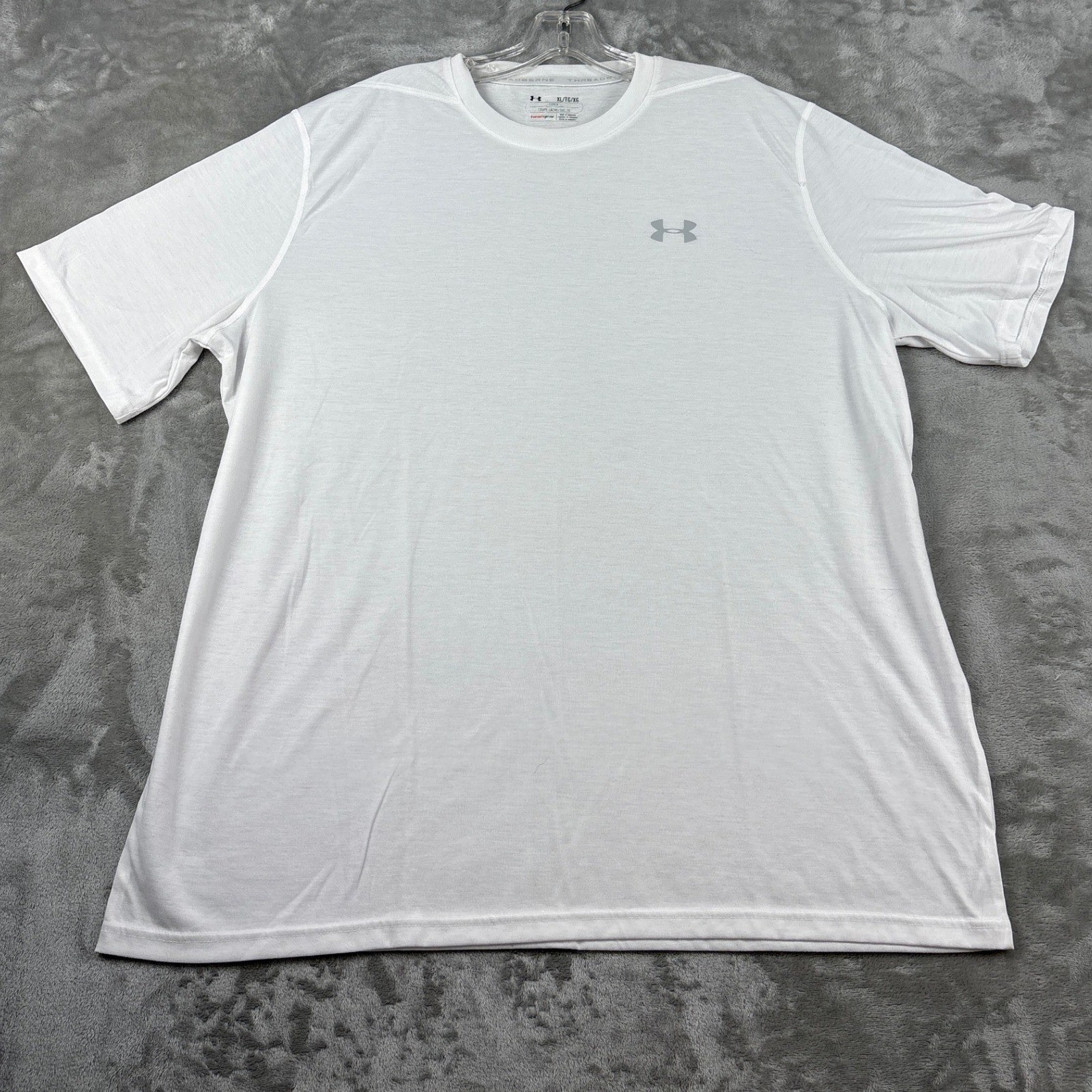 Under Armour HeatGear Mens XL White Short Sleeve Loose Fit T-Shirt Logo Athletic gallery