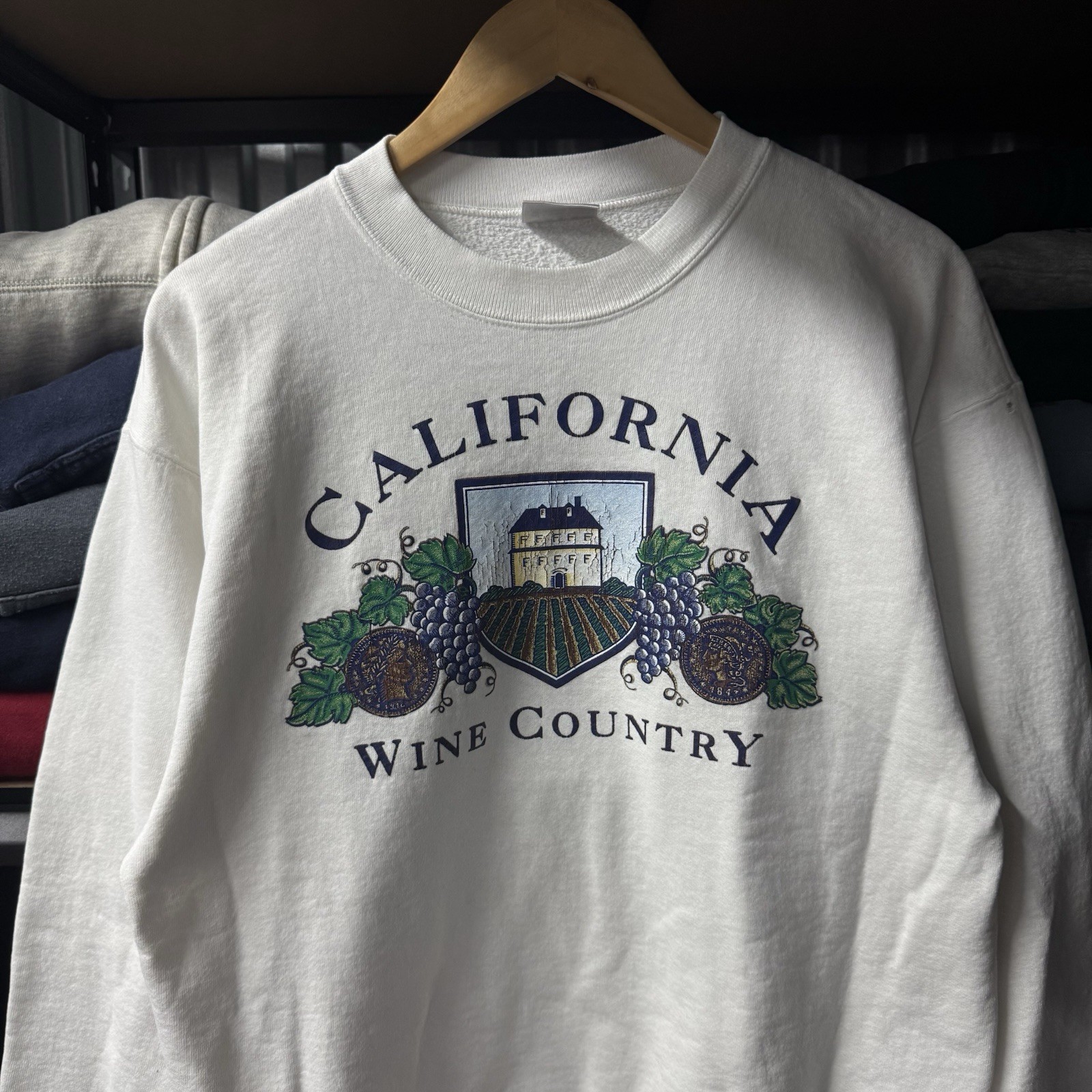 Vintage 90s California Wine Country white graphic sweater See Measurements gallery