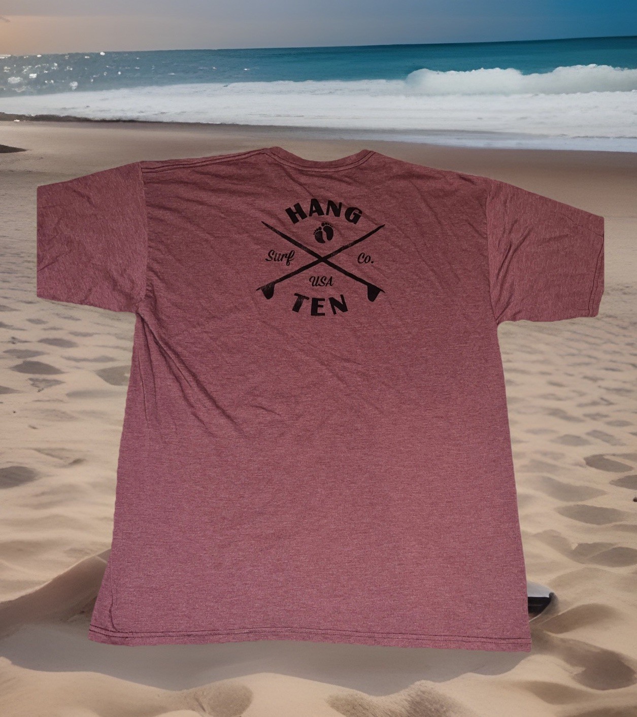 HANG TEN A California Classic Logo Shirt Large Retro Blue Surfer 70’s Vintage gallery