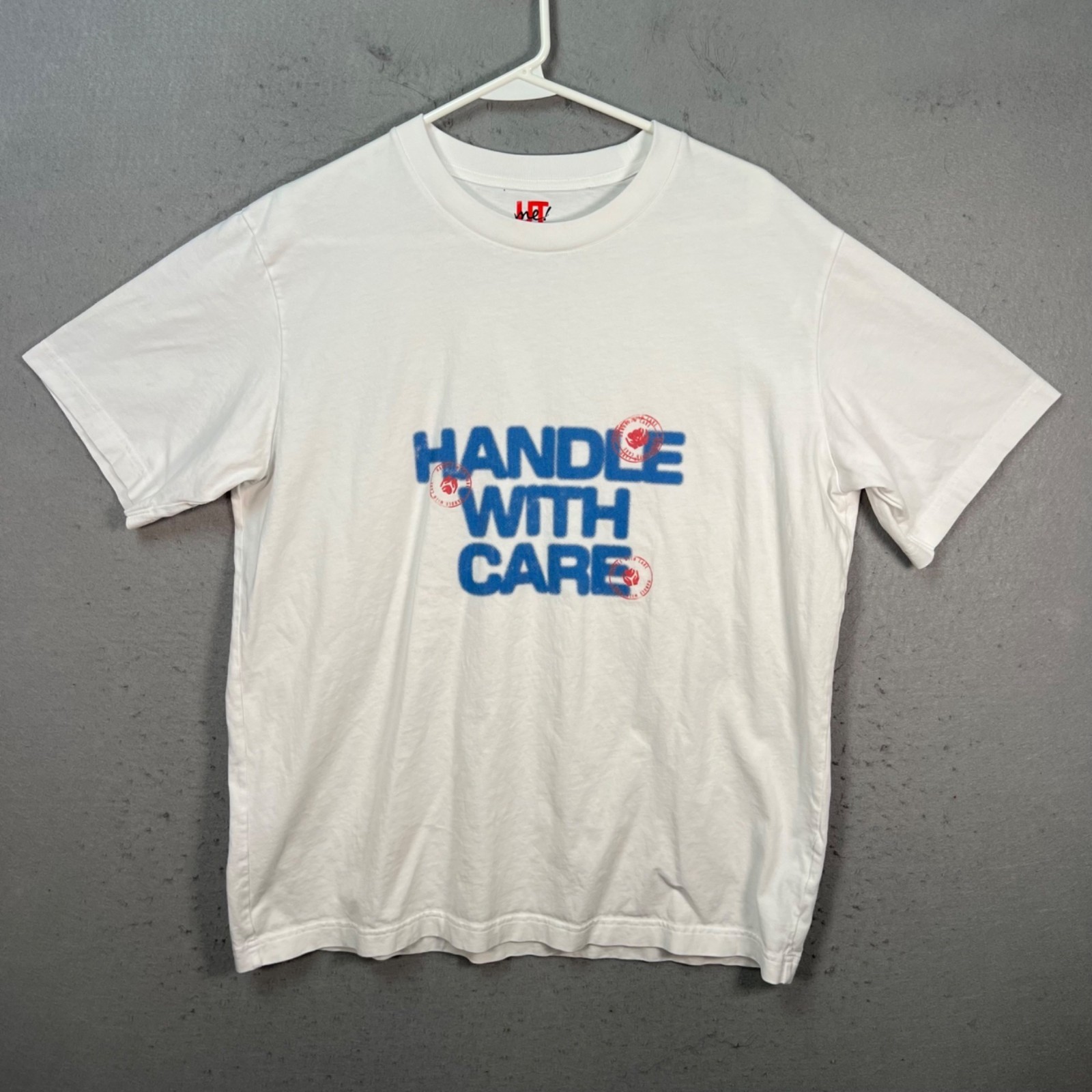 Uniqlo UT Handle With Care Graphic White T-Shirt Mens Large 100% Cotton gallery