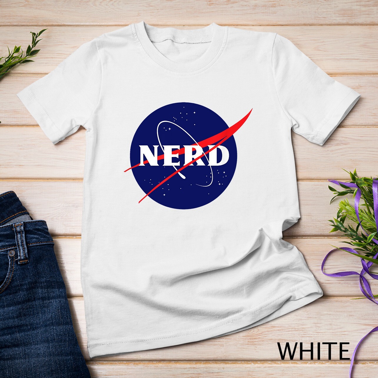 Funny NASA Nerd Logo Parody Science Astronomy Astronaut Unisex T-shirt gallery