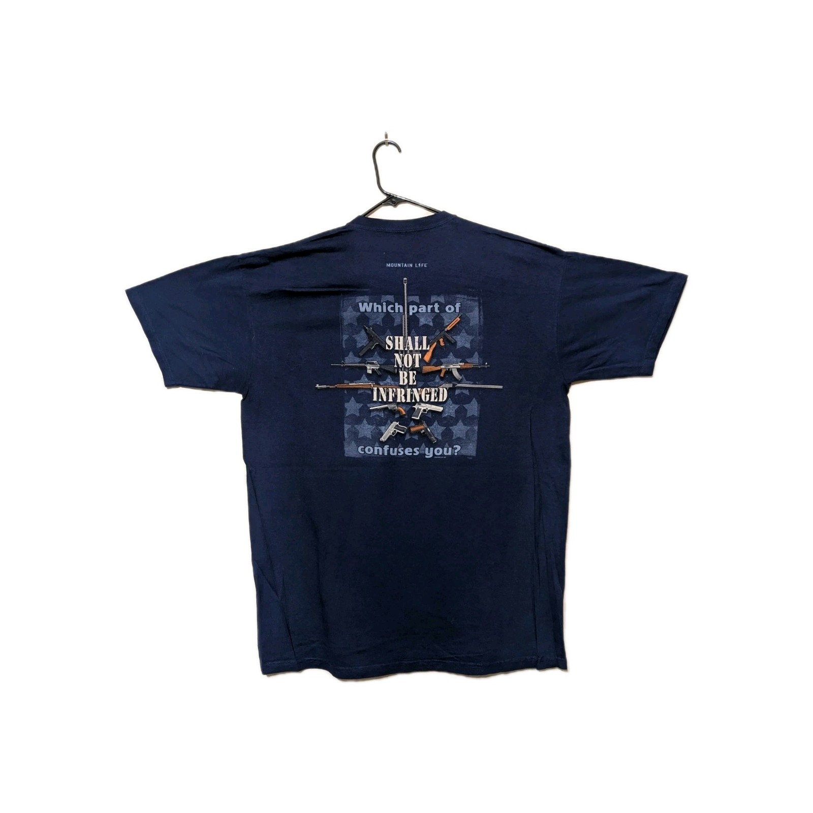 The Mountain Men's T-shirt Blue Red Dot Arms POB Retired Logo 2XL #1398 NWOT gallery