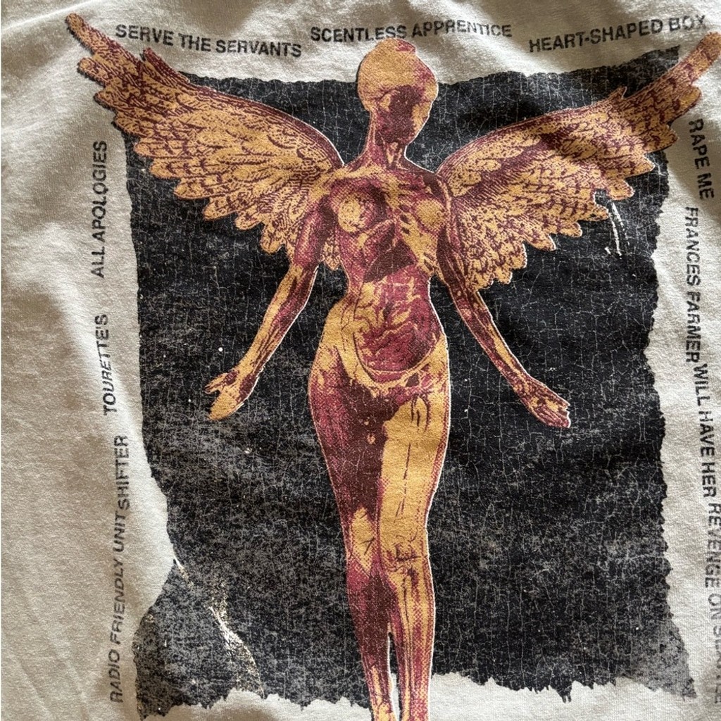 Nirvana Dusty Army Green In Utero Crewneck Graphic Tee Size Large gallery