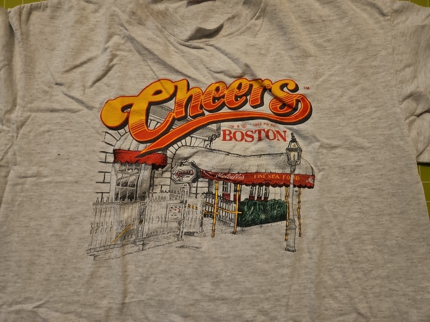 Vintage 1993 T-shirt, Boston, Cheers, light gray, Made In USA by Teejays gallery