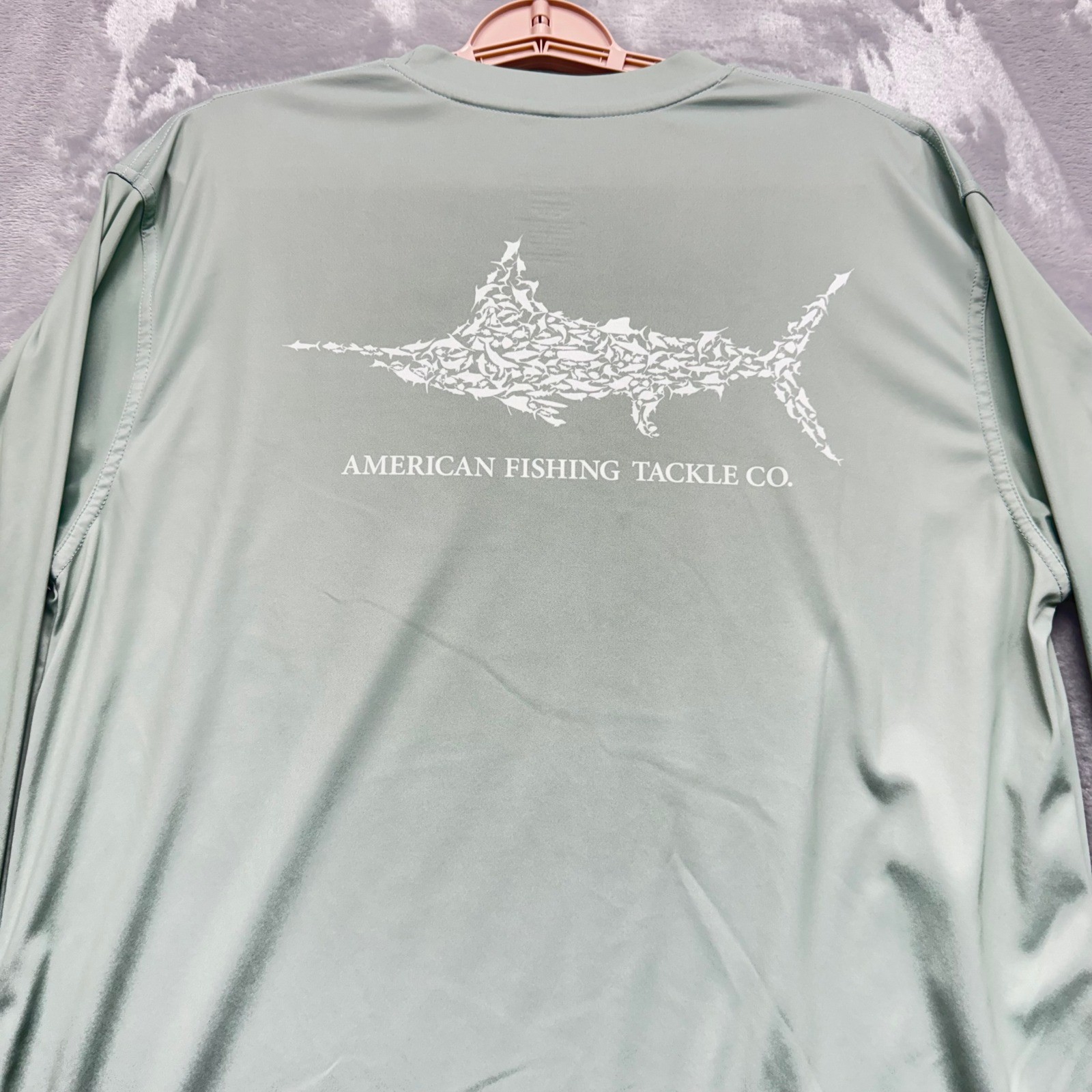 AFTCO Fishing Shirt Mens Medium Green Long Sleeve Performance Graphic Tee gallery