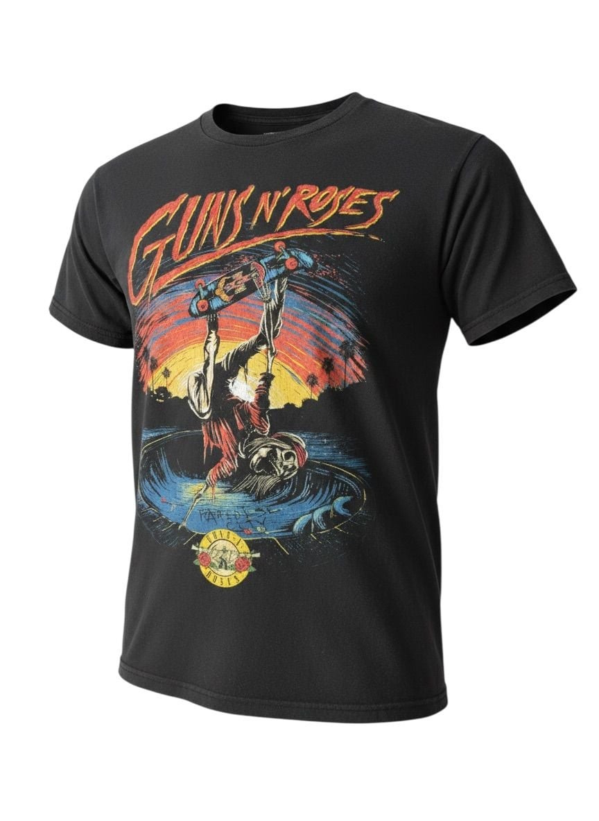 Guns N' Roses Skeleton Skater Paradise City Graphic T-Shirt gallery