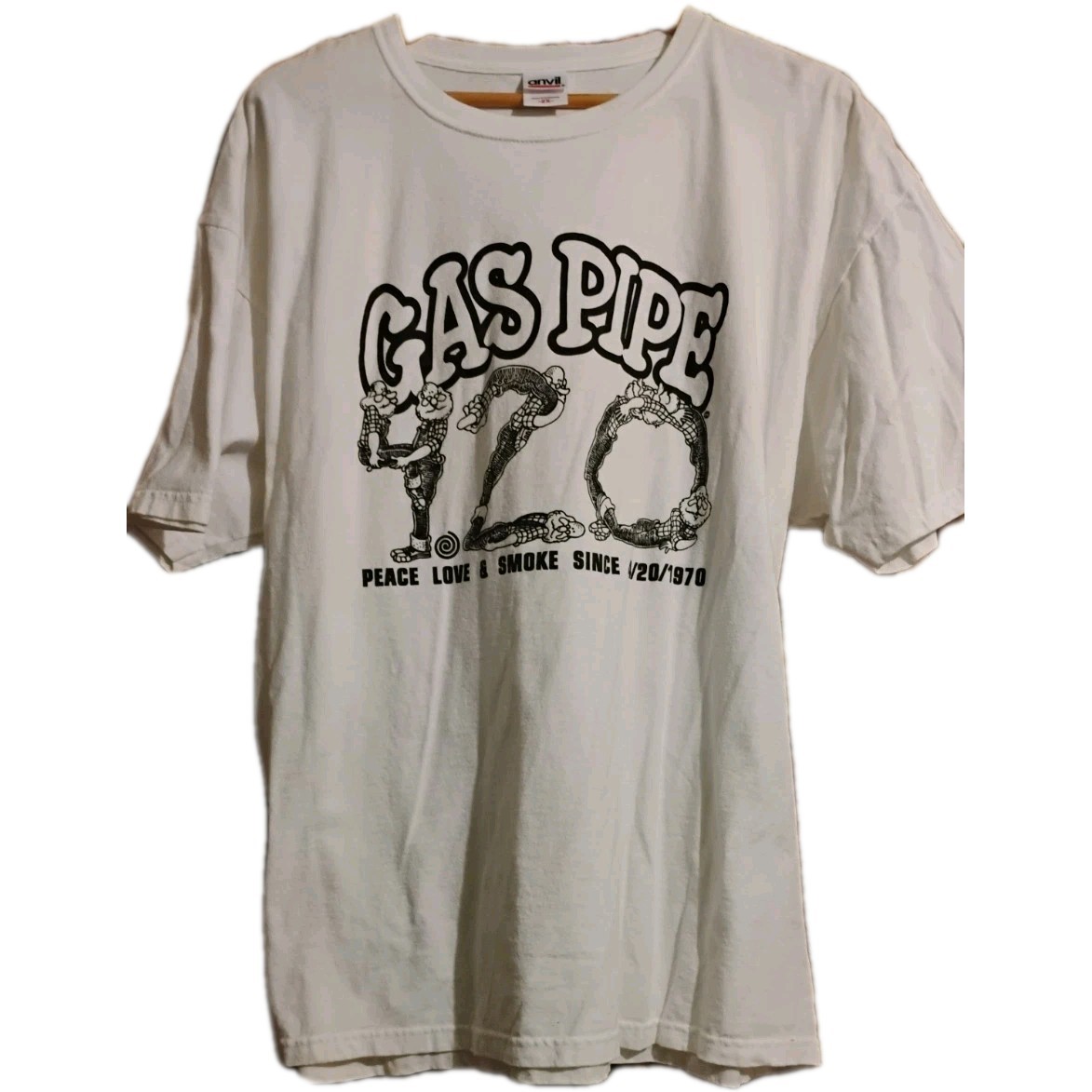 Vintage Gaspipe 420 Tee Shirt 2x White Peace Love Smoke