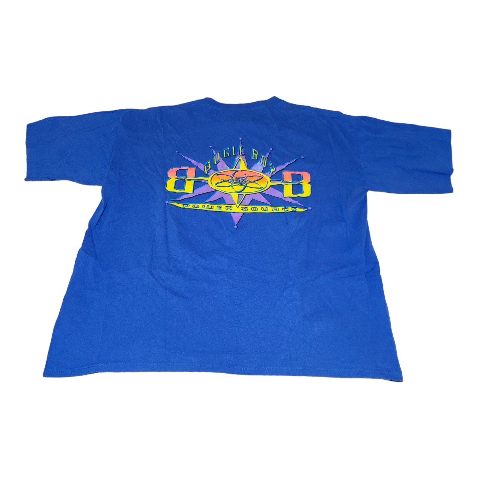 Vintage 90S Bugle Boy Power Source Atomic Graphic T-Shirt Men's XL Blue USA gallery