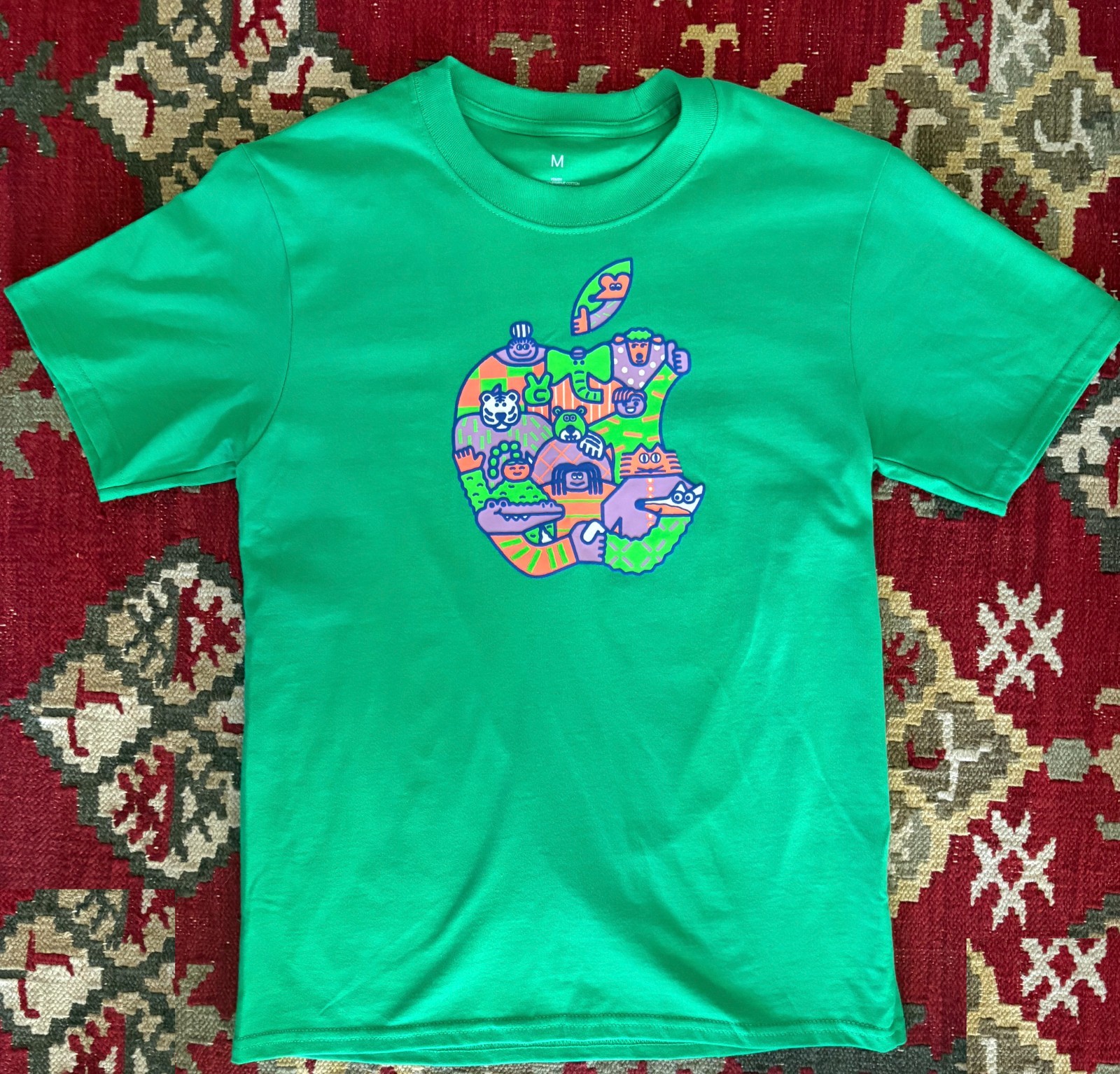 Apple Employee Store T-Shirt Green Apple Logo Animal Illustration Size Medium gallery