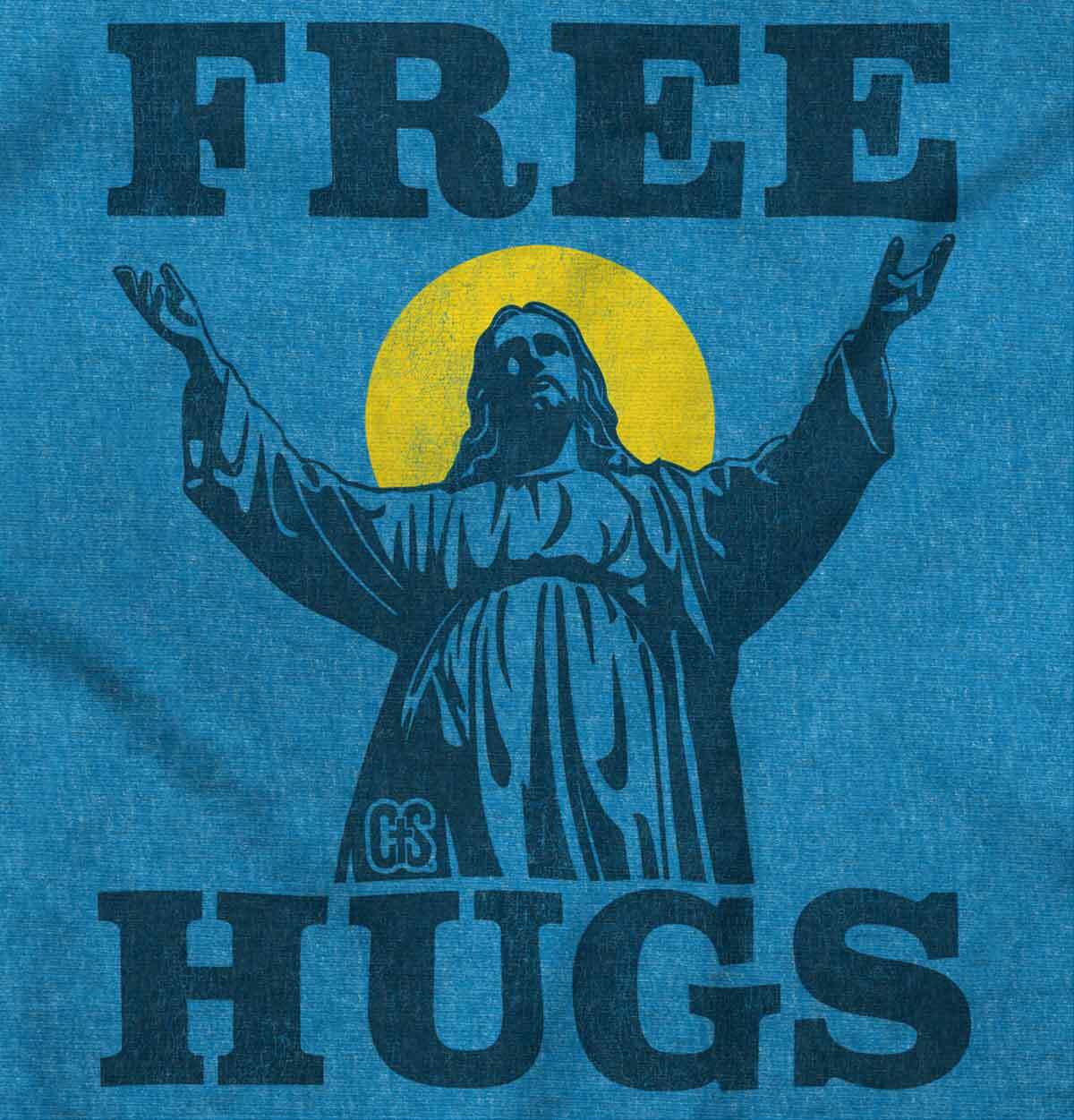 Free Hugs Jesus Christ Christian Religious Adult Short Sleeve Crewneck Tee gallery