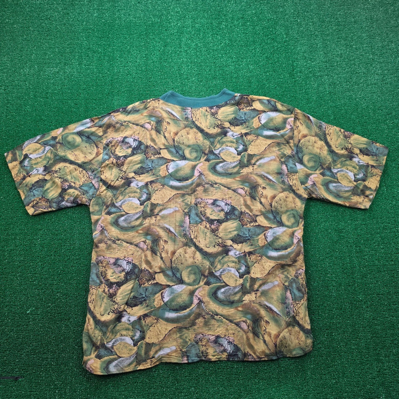 Vintage Keneville Shirt Mens Large Earth Tone Abstract 100% Rayon Pocket Tee gallery