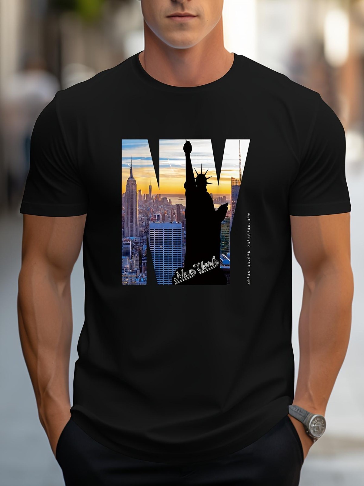 New York City Skyline T-Shirt - Statue of Liberty NY Souvenir Graphic Tee gallery