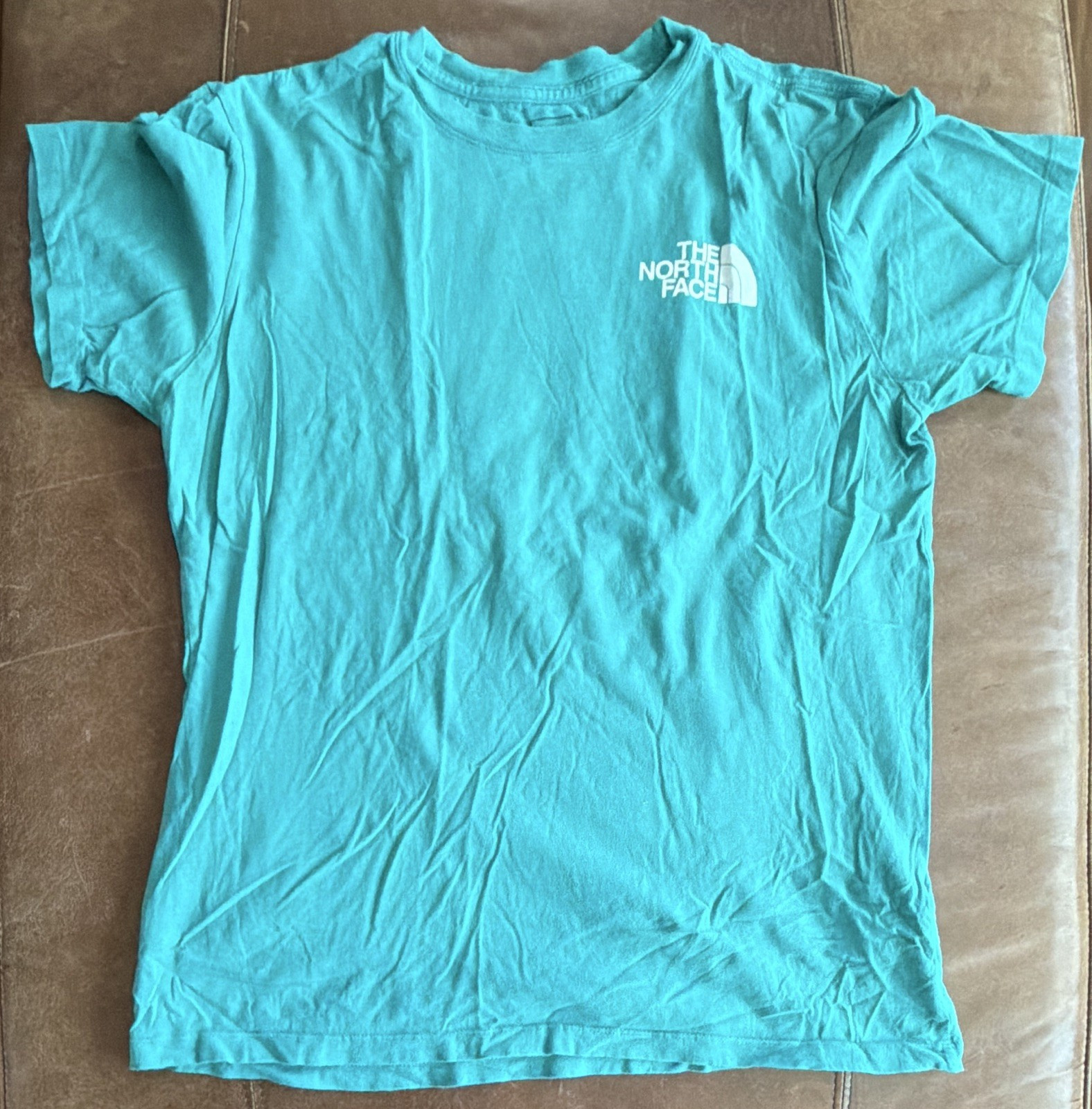 The North Face Men's Turquoise Graphic Logo Crew Neck Cotton Tee Shirt, M gallery