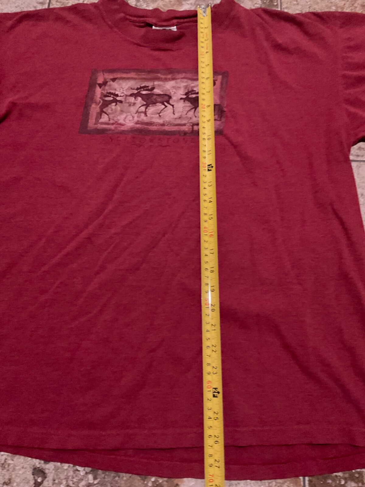 VINTAGE YELLOWSTONE ECO MOUNTAIN MOOSE GRAPHIC T-SHIRT ( MENS 2XL ) BRICK RED gallery