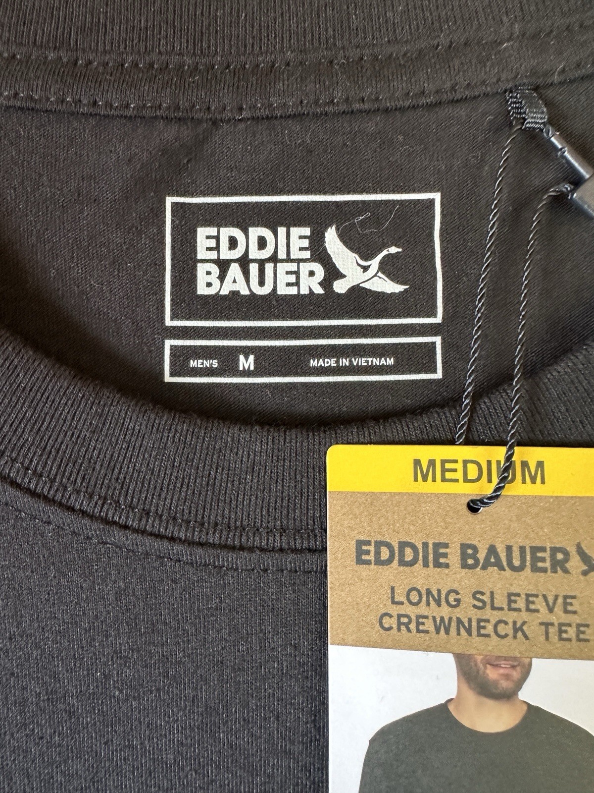 EDDIE BAUER Men's Black Medium Soft Lightweight Long Sleeve Crewneck T-Shirt gallery
