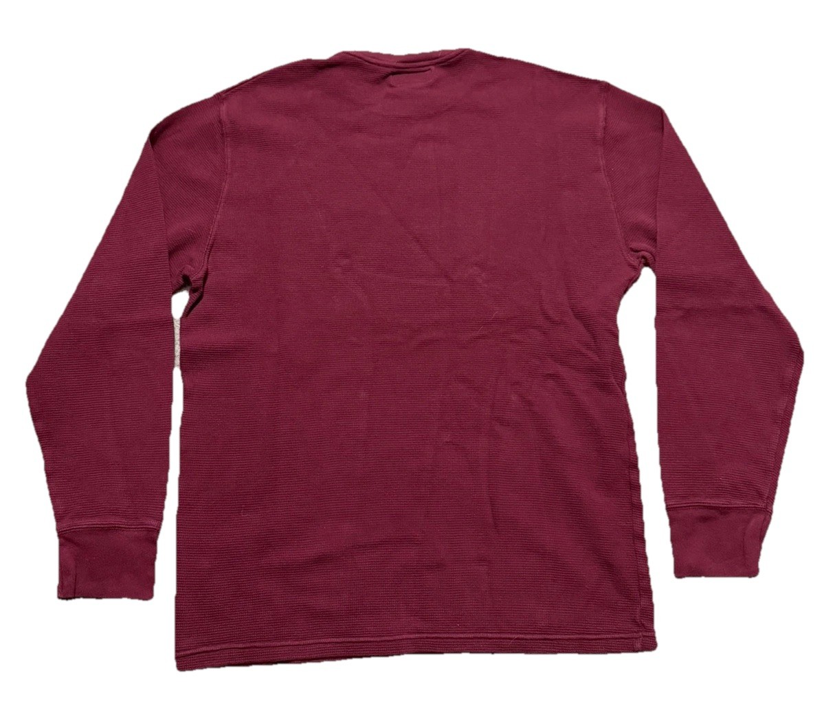Polo Ralph Lauren Mens Large Shirt Waffle Knit Thermal T Maroon L/S Pull on Logo gallery