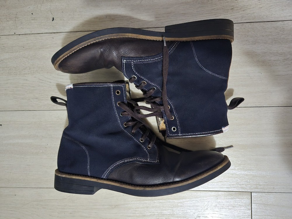 Paul Smith Navy Brown High-cut Boots Size 7 Japan
