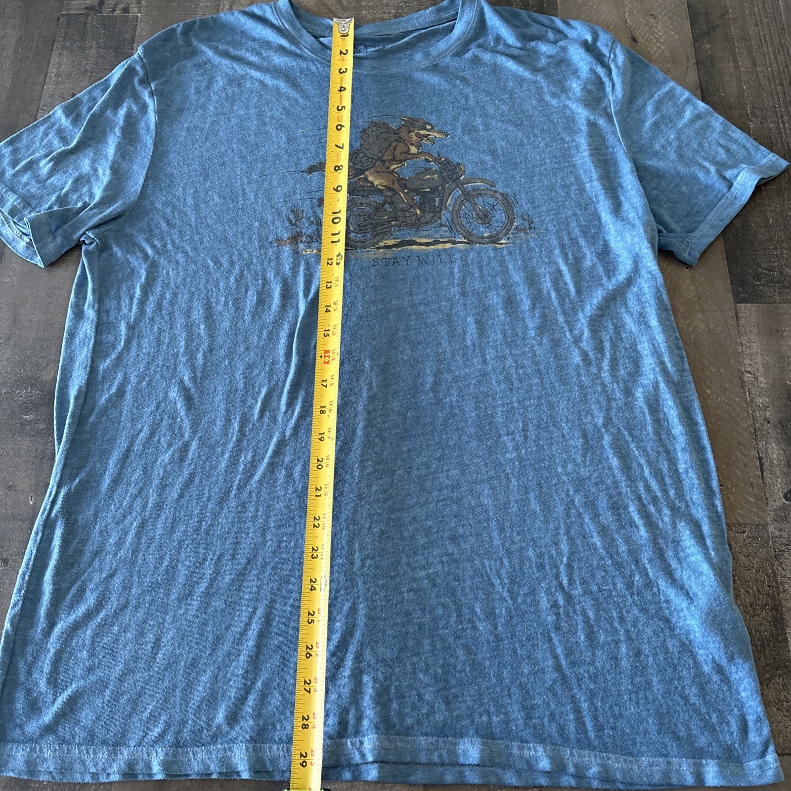 Lucky Brand Venice Burnout Graphic T Shirt XL Blue Lightweight Stay Wild Fox gallery