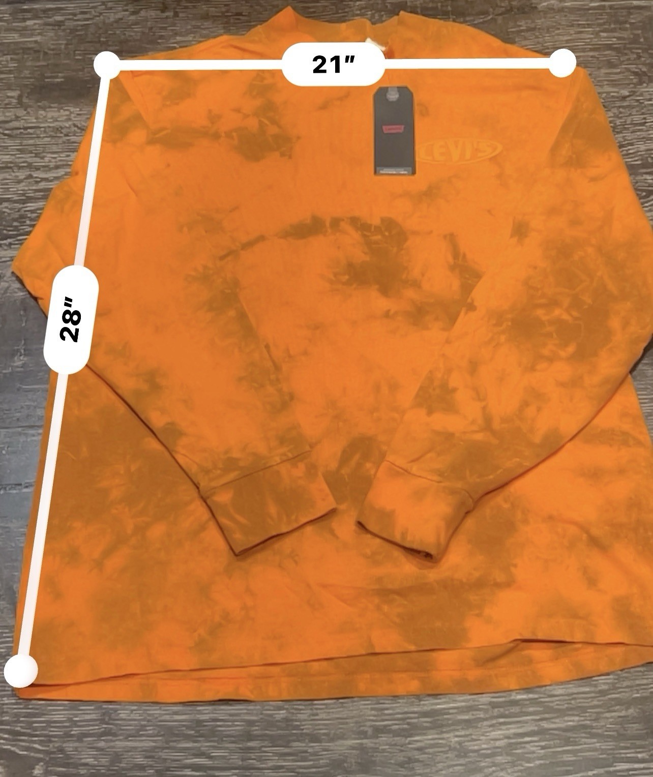 Levi’s Men’s Oversized Orange Tie Dye Mock Neck Long Sleeve Shirt gallery