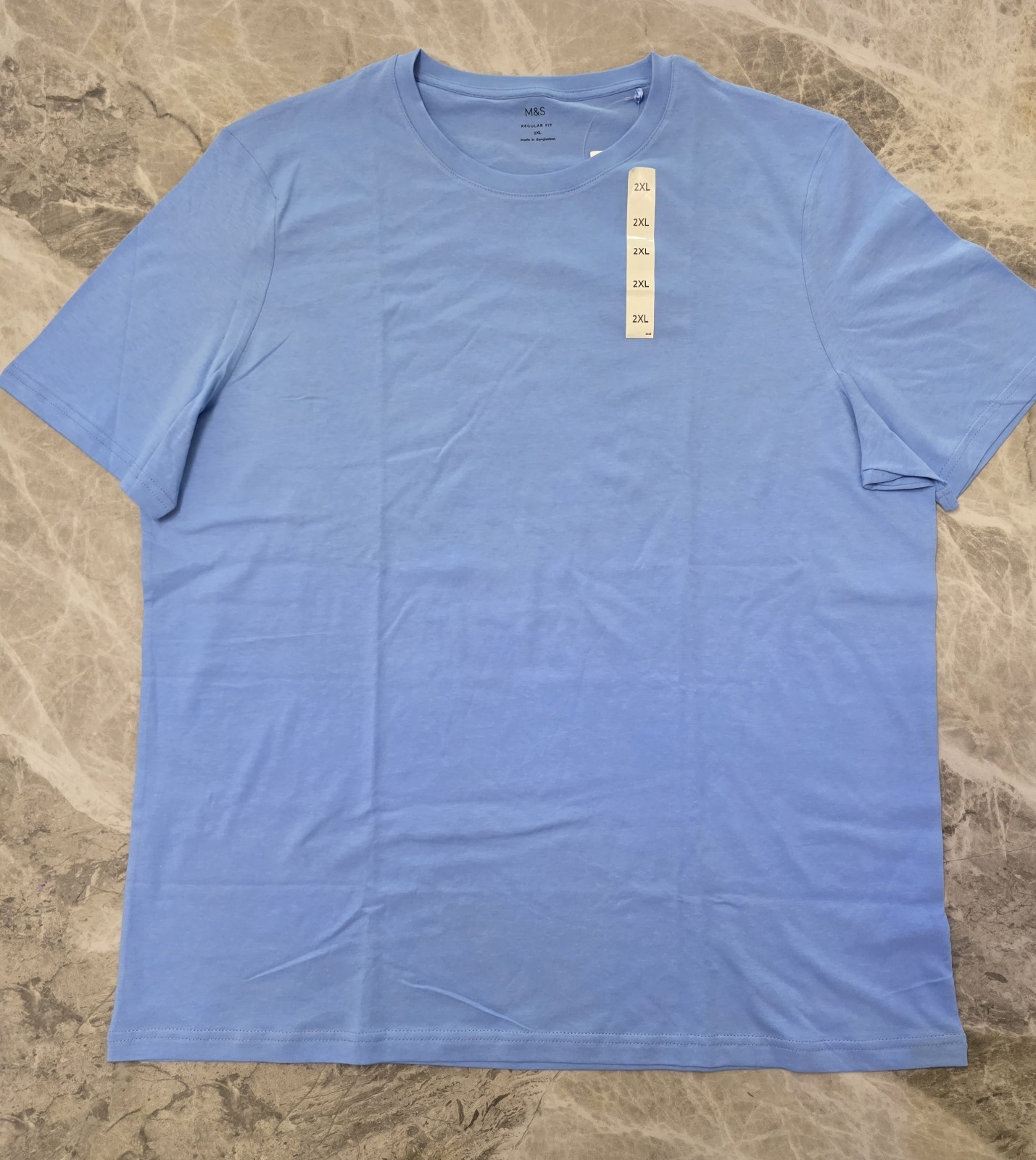 M&S Regular Fit Pure Cotton Crew Neck T-Shirt ~ LONG LENGTH ~ 2 PACK ~ Size 2XL gallery