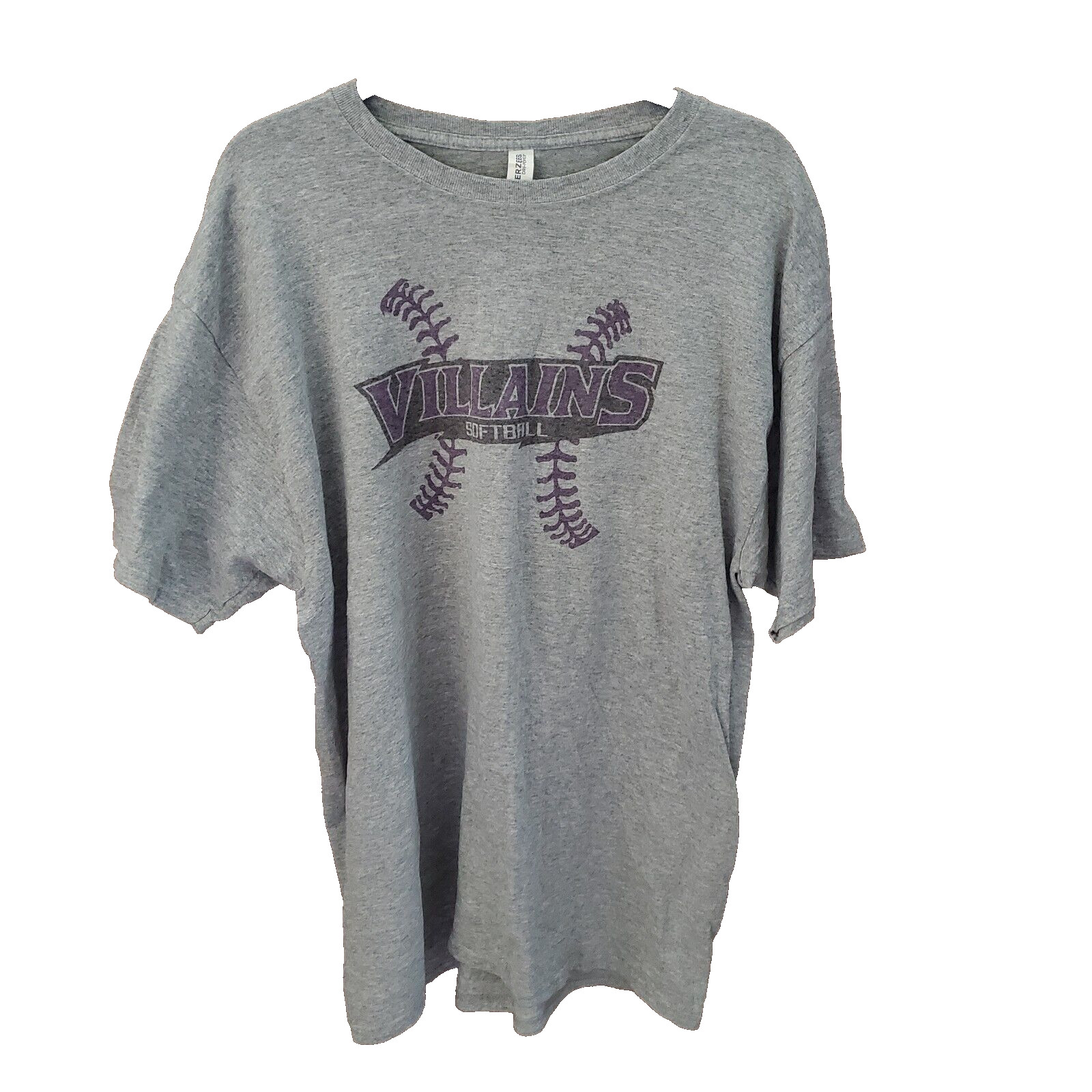 Villains Softball Shirt Mens XL Short Sleeve Gray Cotton Poly Athletic Tee gallery