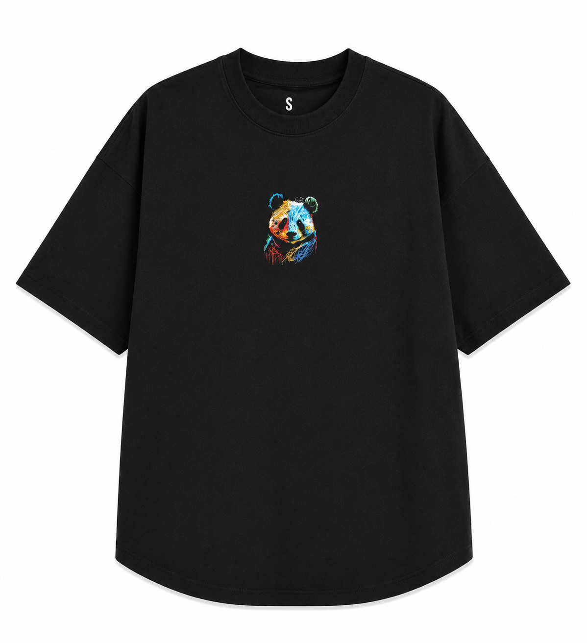 Oversized Panda T-Shirt Cute Kawaii Graphic Tee Unisex Funny Streetwear Black gallery