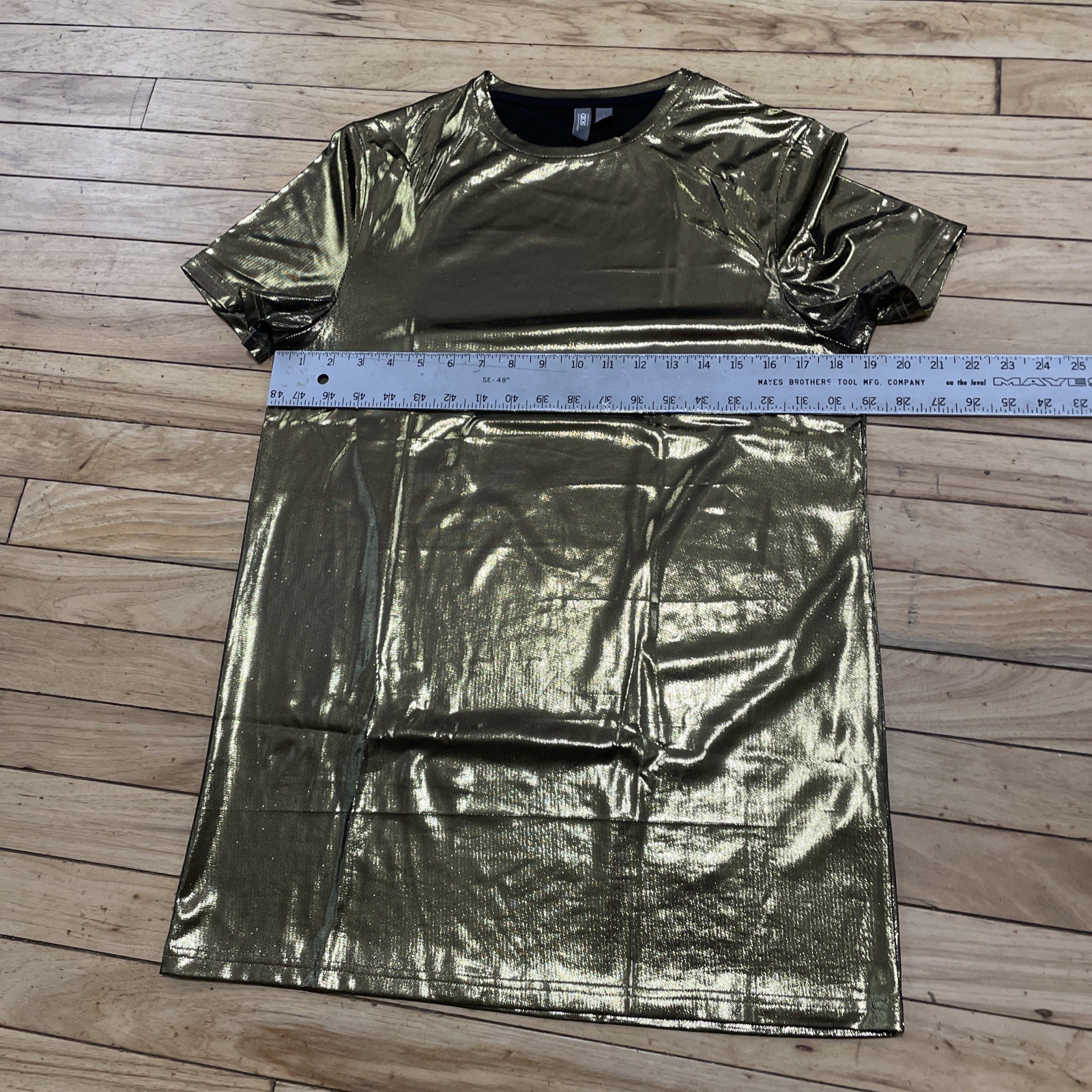 ASOS Shiny Gold Shirt Adult S Metallic Bright Shiny Disco 1970s NY Club Scene gallery